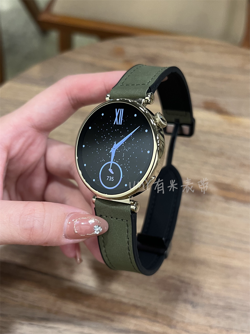 GT5疯马皮硅胶磁吸扣表带