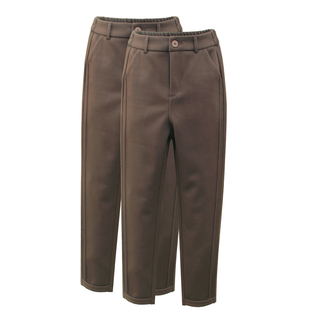 直筒高腰松紧腰显瘦哈伦长裤 黑色毛呢裤 裤 子休闲西装 女秋冬加厚裤