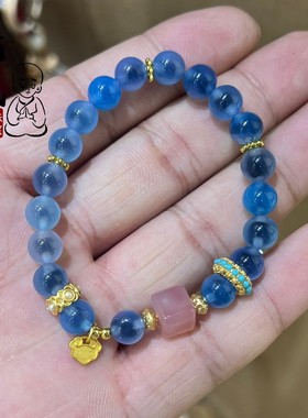 天然女款蓝玛瑙手链小众设计感