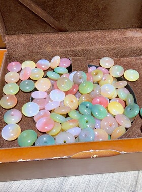 14mm盐源玛瑙平安扣车轮散珠配件串珠DIY手工手串手链配饰配件