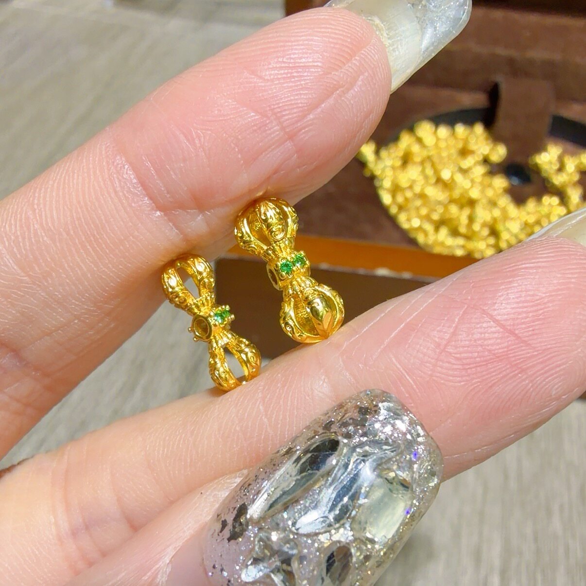 古法沙金镶嵌金刚杵配件diy手工手串项文玩佛珠手串配饰隔珠材料