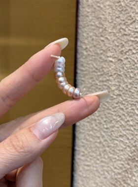 天然淡水粉珍珠斜切药片猪大肠隔片藏式文玩佛珠百香籽星提隔珠
