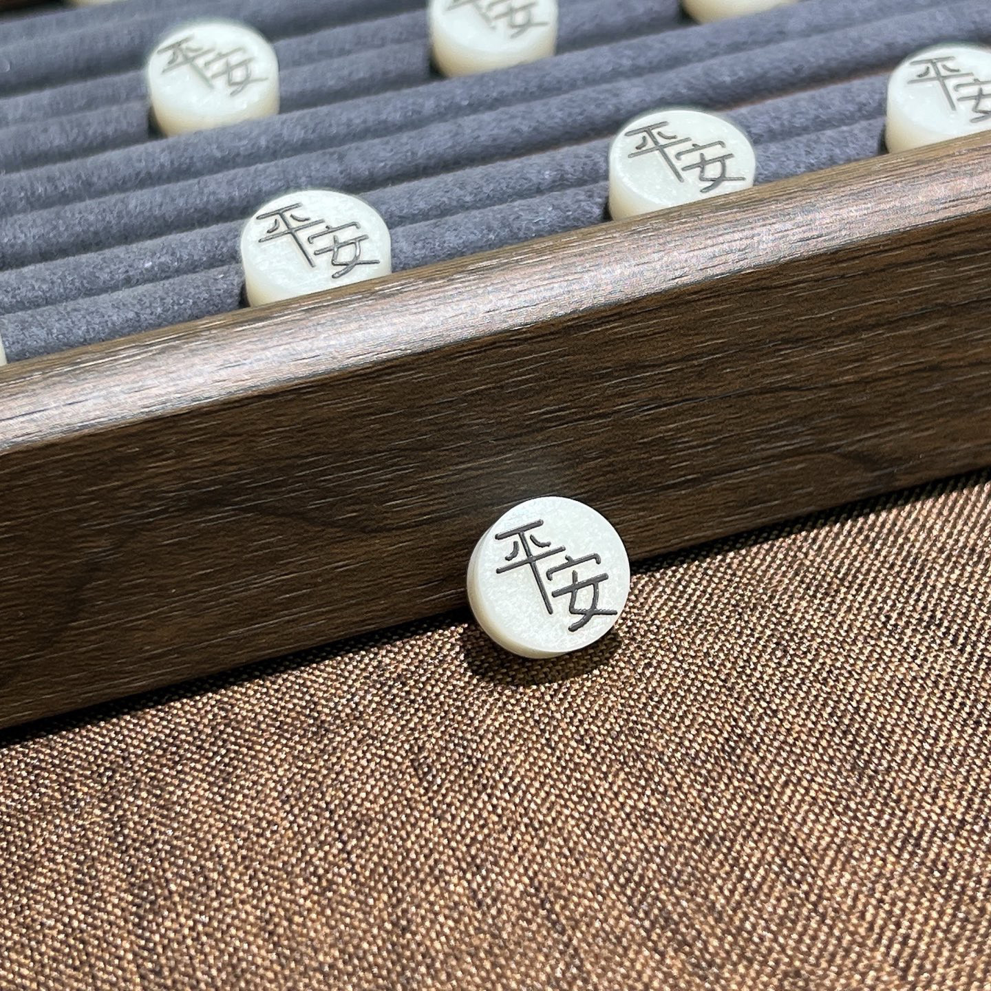 白玉菩提根平安圆牌配饰DIY手工项链文玩佛珠手串背云U盘挂件配件