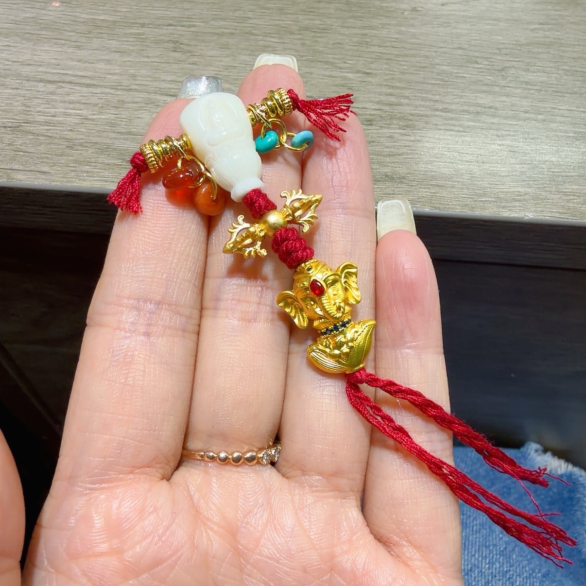 古法金小象万能轴三通套装DIY星月菩提猴头文玩佛珠手串隔珠配珠