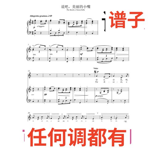 02 pur dicesti o bocca bella 7C伴奏谱正谱声乐