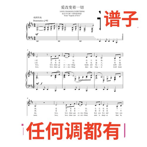 5D Love Ghanges Everything 5页伴奏谱正谱声乐