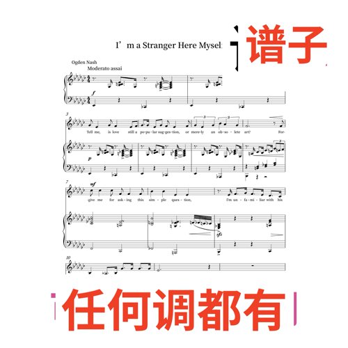 6bG im a stranger here myself伴奏谱正谱声乐