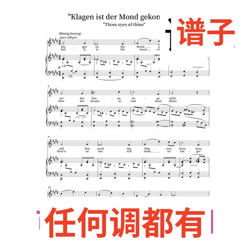 2 Klagen ist der Mond gekommen Those eyes o 2E伴奏谱正谱声乐