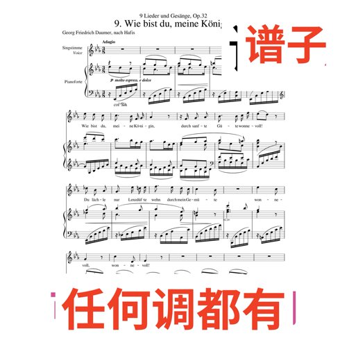4bE Wie_bist_du_meine_Knigin伴奏谱正谱声乐