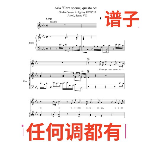 原件bE4 cara speme questo core伴奏谱正谱声乐