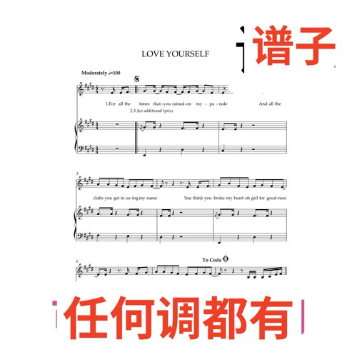 love yourself Justin Bieber 5页E伴奏谱正谱声乐