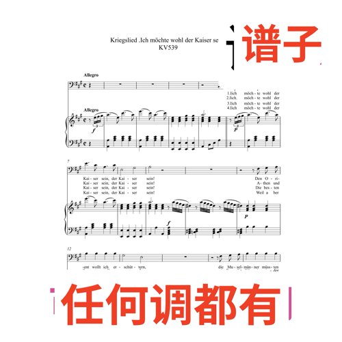2A Ich möchte wohl der Kaiser sein s伴奏谱正谱声乐