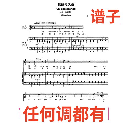 原调F2 谁使爱夭折chi sprezzando伴奏谱正谱声乐