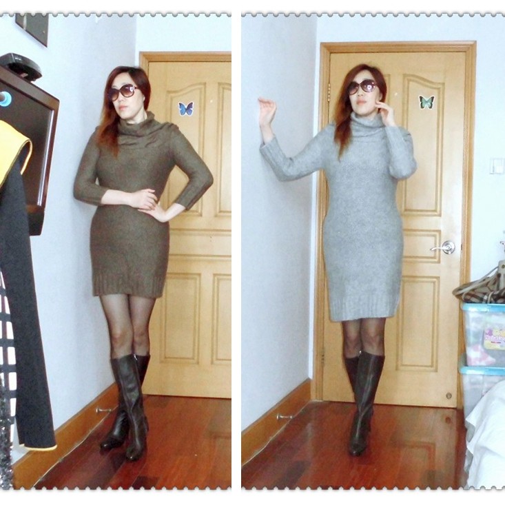 【特价】外贸原单 欧美潮牌 优雅扭花大翻领修身羊毛针织连衣裙