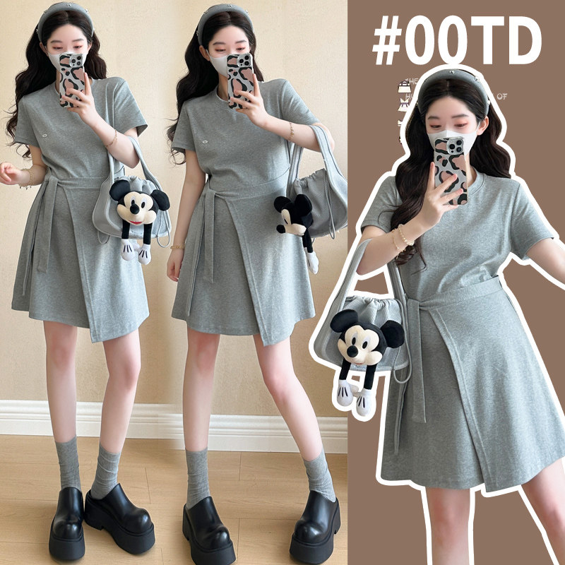 孕妇装连衣裙夏季孕期韩式高级感穿搭小个子辣妈紧身针织短裙夏天