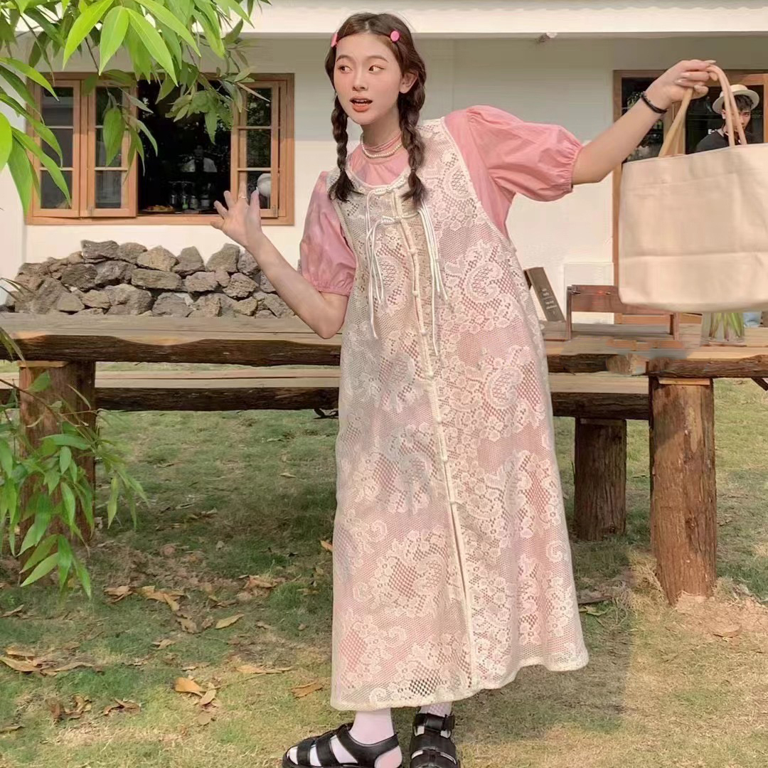 孕妇装春秋季法式泡泡袖连衣裙夏