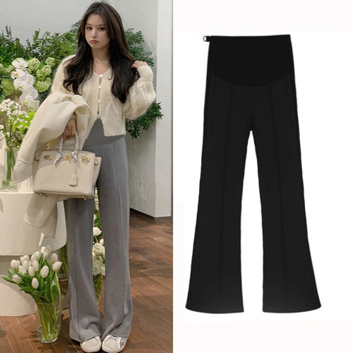 孕妇托腹垂感微喇叭裤春秋款外穿