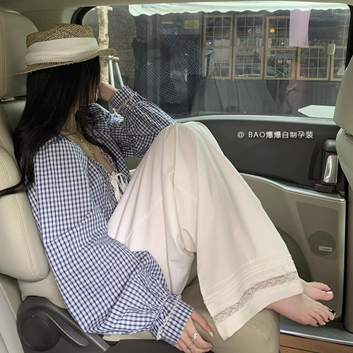孕妇白色阔腿裤春夏秋季款外穿