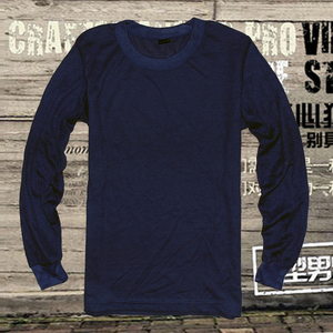 特价圆领长袖运动打底衫 春秋男装/男士大码涤棉透气快干内衣 蓝