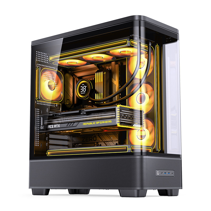 乔思伯JONSBO电脑机箱TK-5海景房超宽景双曲面玻璃ATX背插主板