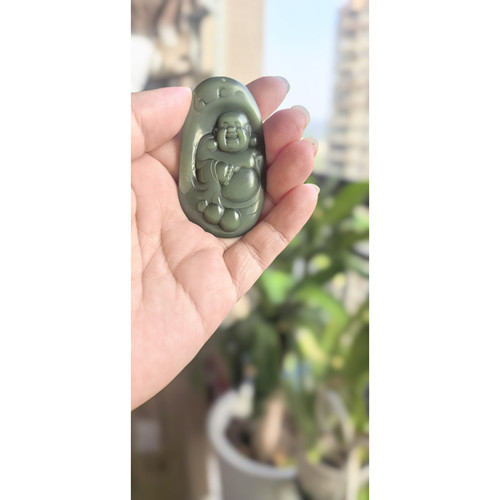 俄碧粉青双面手工弥勒