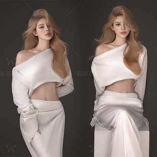 影楼新款个人肖像主题高级成熟简约情绪时尚写真礼服照片摄影服装