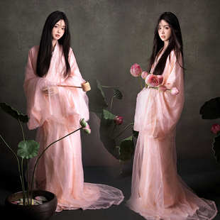26影楼粉色战国袍汉服女交领大袖仙气飘飘摄影写真古风艺术照服装
