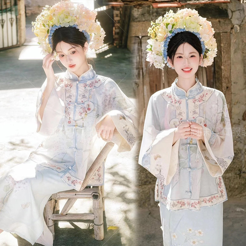 影楼新款簪花汉服泉州浔埔拍照写真明媚少女甜美风艺术照摄影服饰