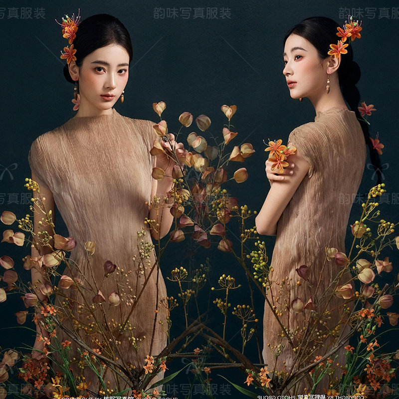 影楼2026新款写真复古中式国风东方美学清冷旗袍氛围感肖像服装