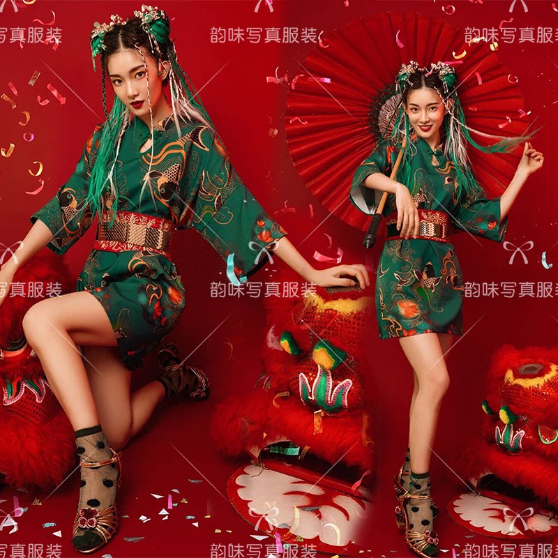 新款影楼写真个性艺术照舞台演出服装复古国潮中国风旗袍主题摄影