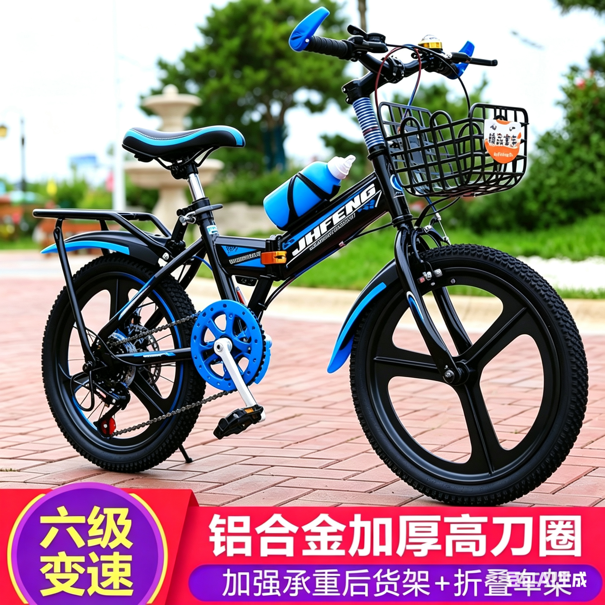 新款儿童自行车折叠男女孩8-9-10岁12小学生15中大童变速脚踏单车