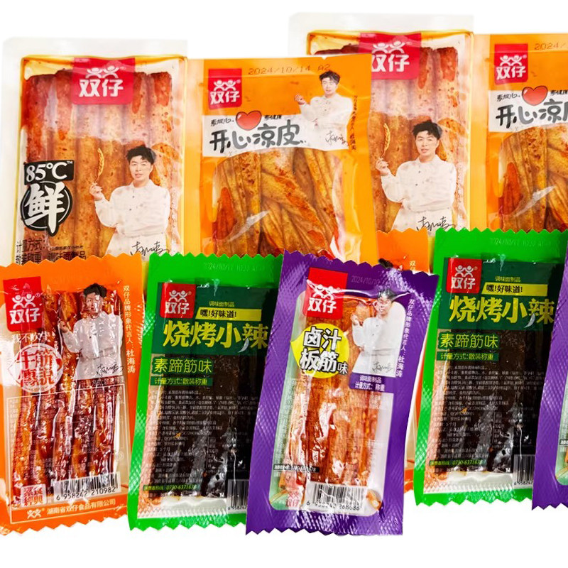 双仔辣条素牛筋传说烧烤小辣卤汁板筋开心凉皮85度鲜湖南小吃零食