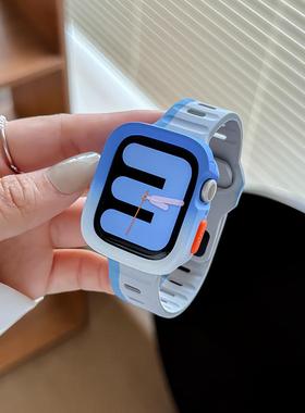 适用苹果appleiwatch9液态硅胶s8/7渐变新款表带s6/5运动通用高级