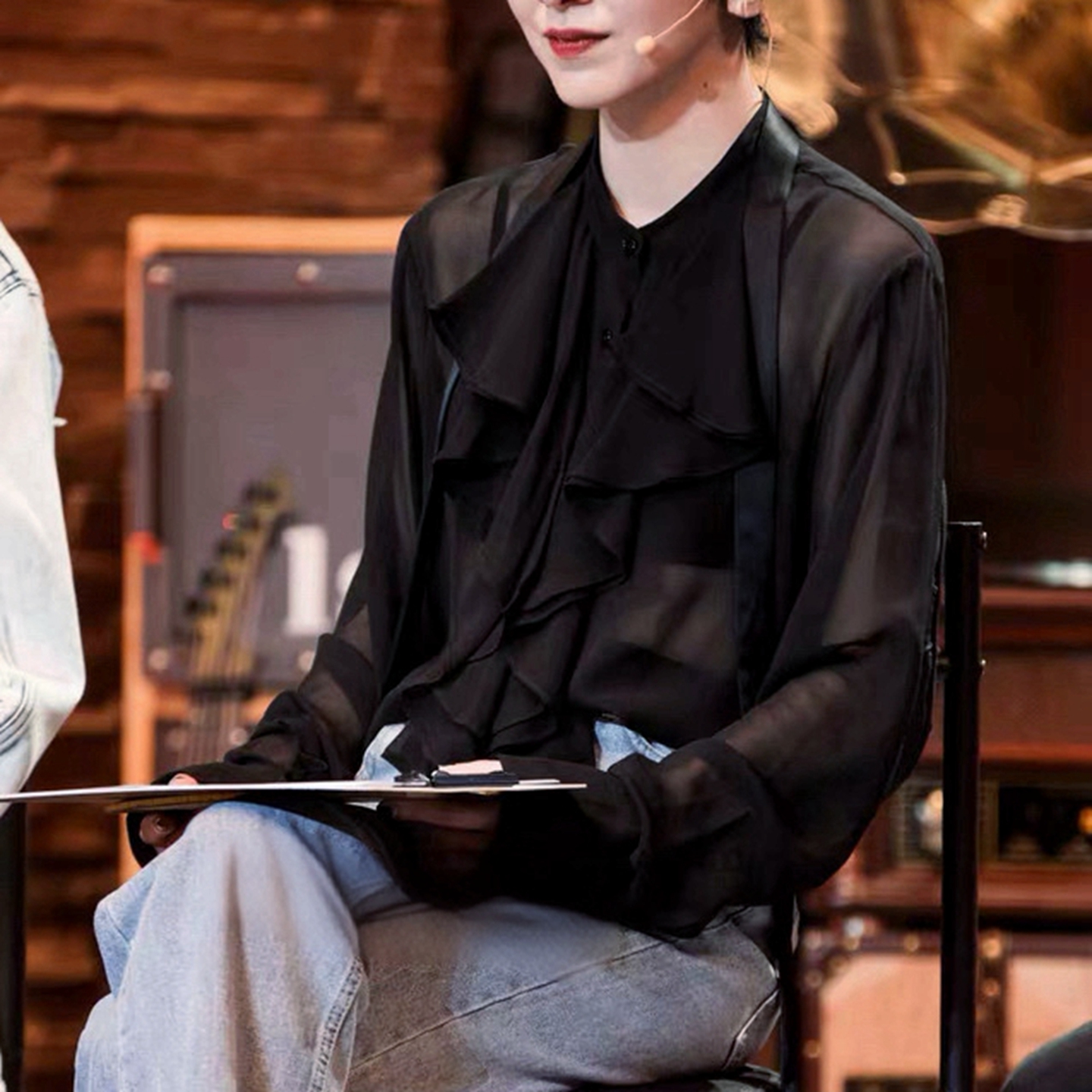 2025秋季新款明星同款宫廷风优雅荷叶边立领甜美百搭雪纺衬衫上衣