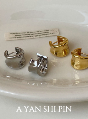 极简金属宽边素圈耳扣个性简约冷淡风小众独特设计通勤百搭耳环女