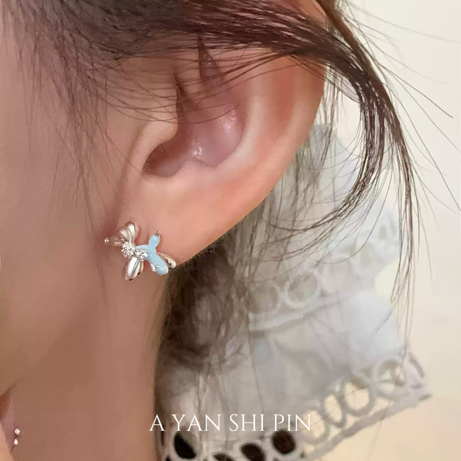 甜美可爱气球小狗耳钉女小众设计耳钉