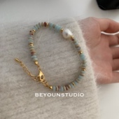 浪漫小众天然珍珠石头串珠黄铜个性 ZUORAN 法式 高级感手链女B16