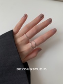 ZUORAN 戒指女高级感关节戒女R58 银色小众设计感开口气质百搭时尚