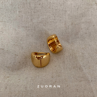 ZUORAN 法式复古时尚高级感金色弧形耳扣小众气质通勤耳环耳饰女
