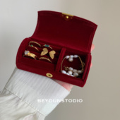 ZUORAN 酒红高级拱形绒布首饰盒精致时尚 戒指便携旅行饰品收纳盒