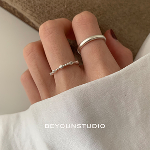 ZUORAN 简约时尚雾面素圈轻奢ins韩风时尚叠戴高级感百搭戒指R59