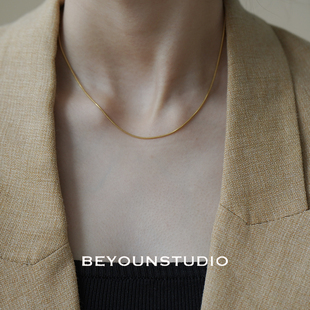 百搭素链 时尚 金色细款 个性 可叠戴N52 蛇骨链裸链基础款 ZUORAN