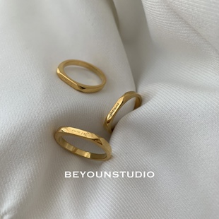 ZUORAN 法语我爱你金色钛钢小众轻奢精致高级ins潮流女关节戒RF01