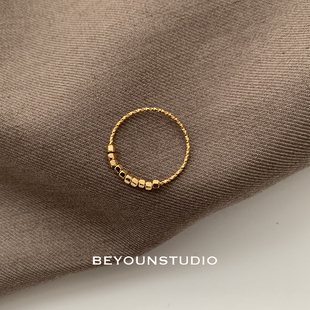 ZUORAN 细闪精致小巧金色方块细圈戒指轻奢时尚气质不掉色指环119