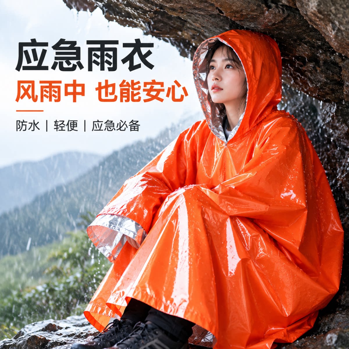 户外露营急救铝箔防风保暖雨披