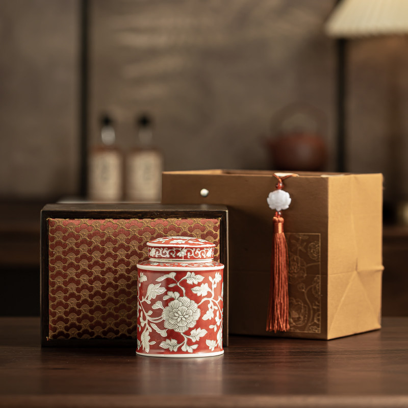 通宇茶叶竹盒单陶瓷罐红茶普洱白牡丹老白茶白毫银针散茶礼盒包装