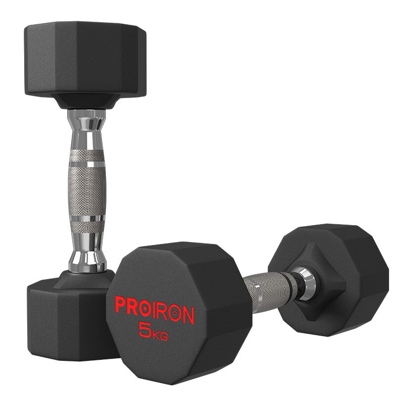 PROIRON普力艾男士纯钢哑铃练臂肌钢制包胶无异味器材健身房套装