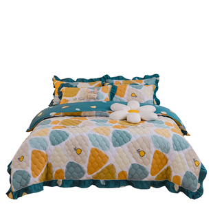 四件套全棉纯棉夹棉加厚床裙床罩式花边被套床笠款加棉床上用品4