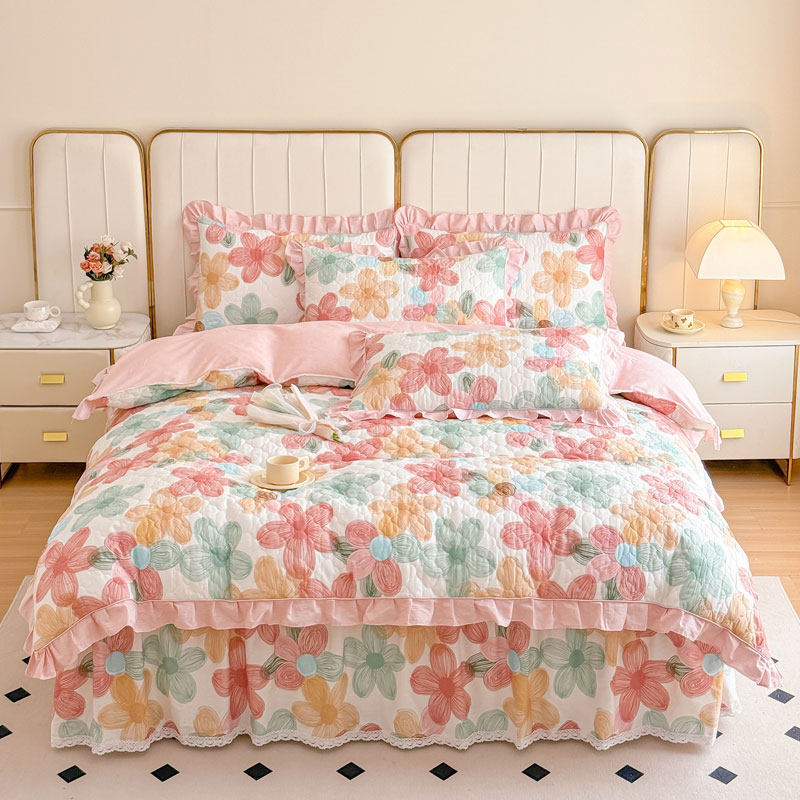 绗缝加厚四件套全棉保暖韩式倍宁