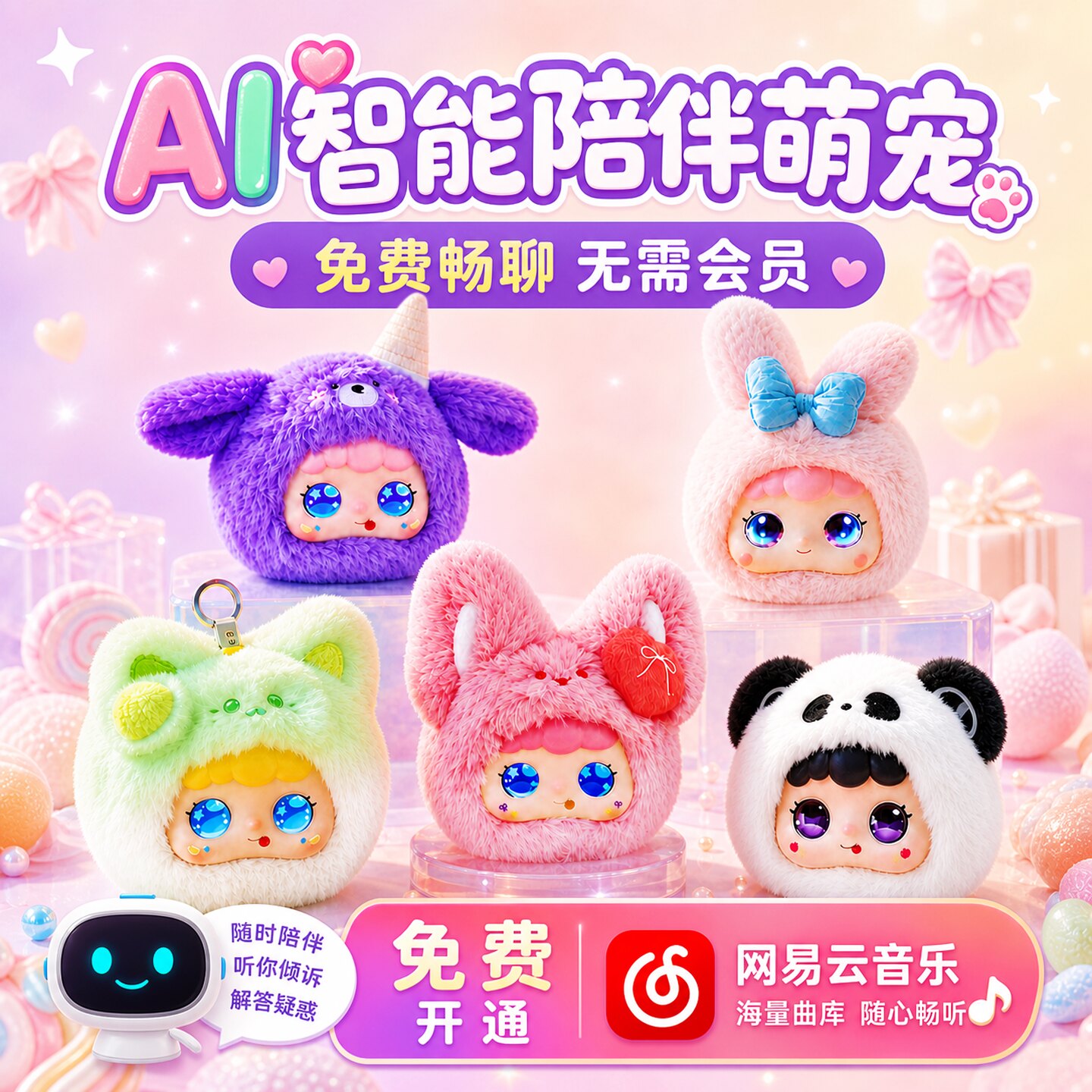 ai智能机器人电子宠物陪伴毛绒儿童玩具对话娃娃玩偶豆包生日礼物